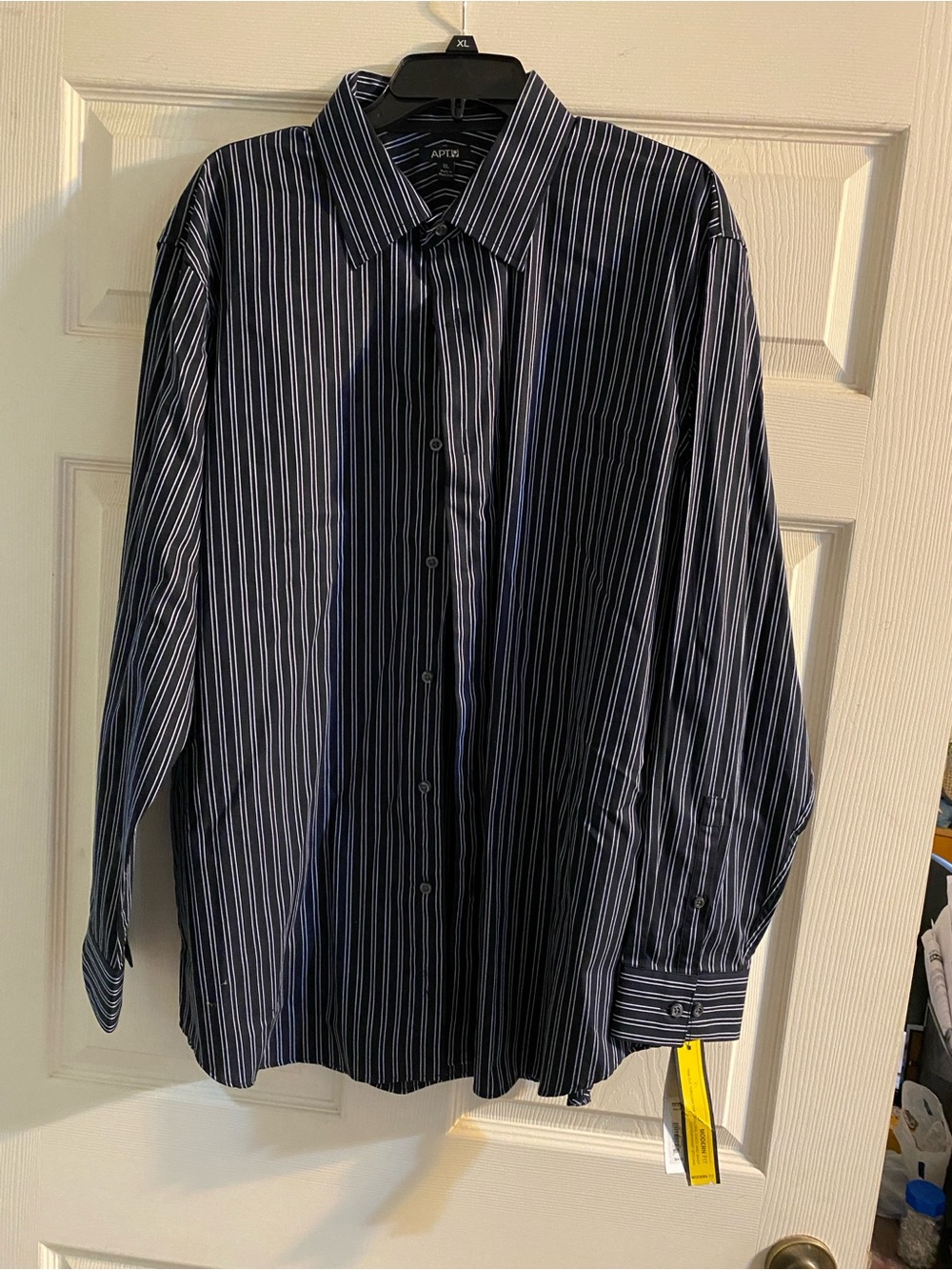 Apt. 9 Navy and White Vertical Stripe Dress Shirt